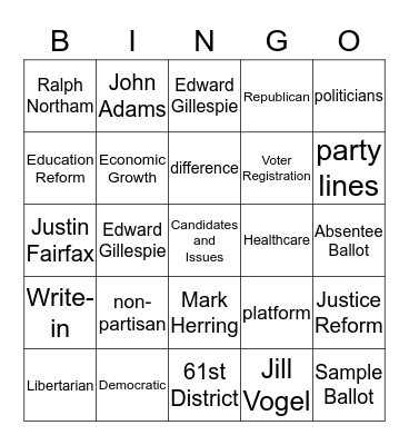 Why Vote? Bingo Card