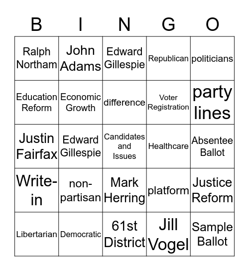 Why Vote? Bingo Card