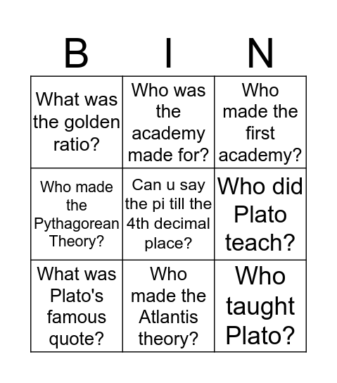 Mathy  Bingo Card