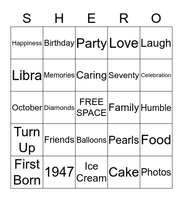 Diamonds and Pearls  Bingo Card