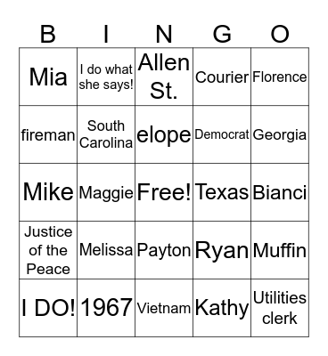 Happy 50th Anniverary Bingo Card