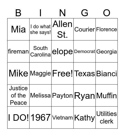 Happy 50th Anniverary Bingo Card