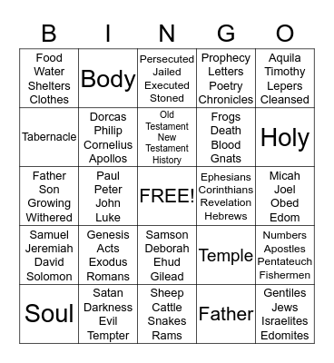 Church bingo Card