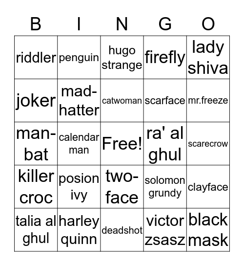 bingo card 1 Bingo Card