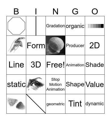 Visual Arts Bingo Card