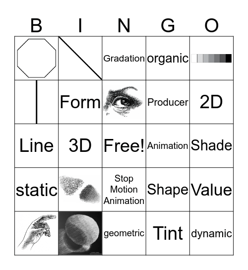 Visual Arts Bingo Card