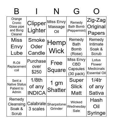Bingo - Bliss - 4th November 2017 Bingo Card