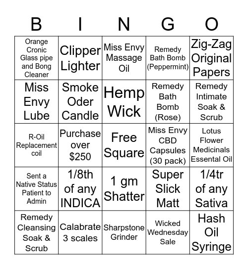 Bingo - Bliss - 4th November 2017 Bingo Card