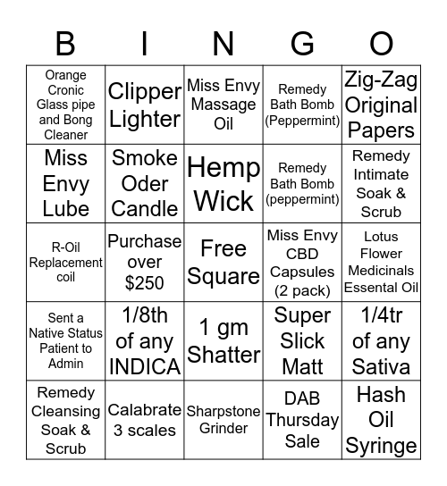 Bingo - Bliss - 5th November 2017 Bingo Card