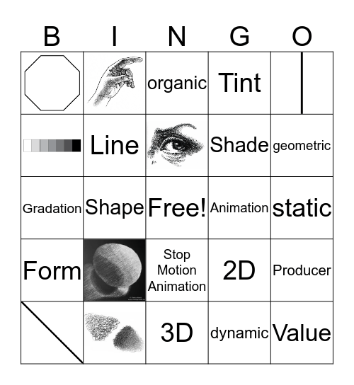 Visual Arts Bingo Card