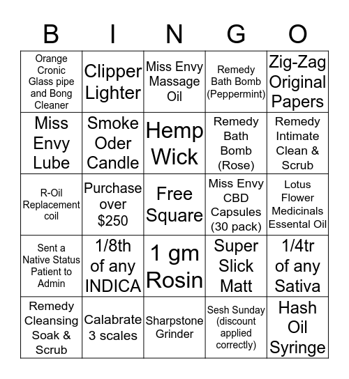 Bingo - Bliss - 8th November 2017 Bingo Card