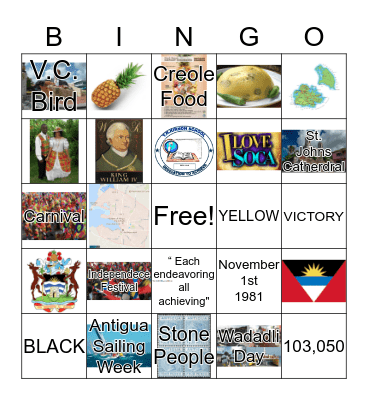 Antigua BINGO Card