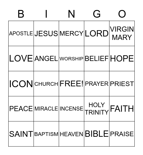 CATECHETICAL SCHOOL Bingo Card