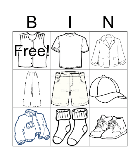 clothes Bingo Card