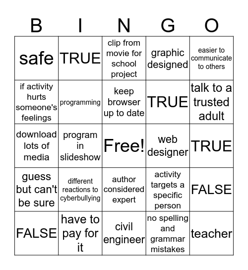 IBT 1st Nine Weeks Test Review Bingo Card