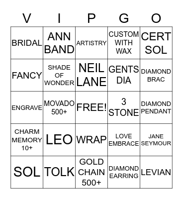 VIPGO Bingo Card