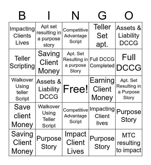 Galleria Bingo Card