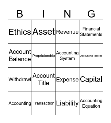 Accounting Bingo Card