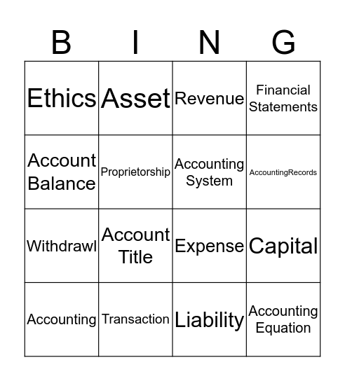 Accounting Bingo Card