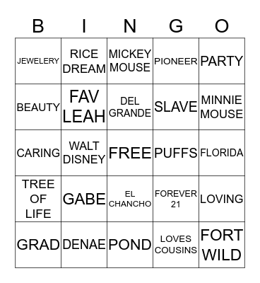 THINGS ABOUT GABE Bingo Card