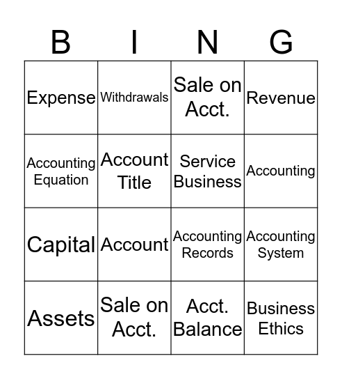Accounting Stuffs Bingo Card