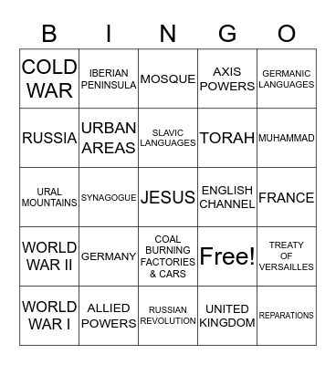 1ST 9 WEEKS EXAM PART 2 Bingo Card