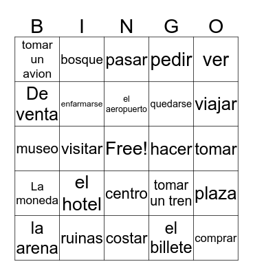 Spanish Bingo Card