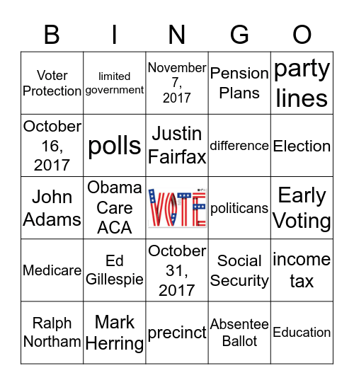 Why Vote? Bingo Card