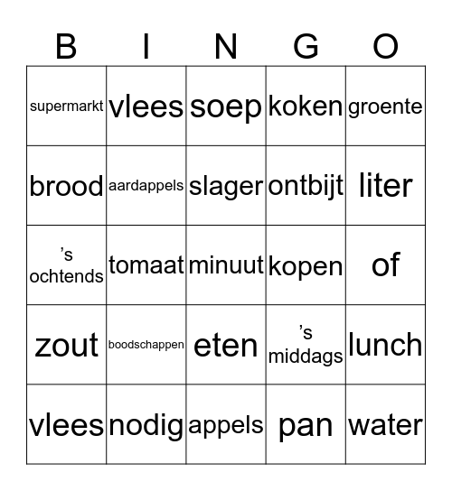 Bingo 4.1, 4.3 en 4.4  Bingo Card