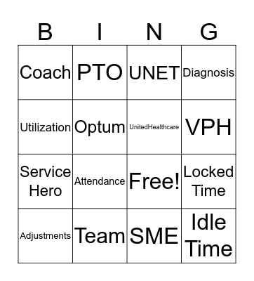 Team Huff BINGO Card