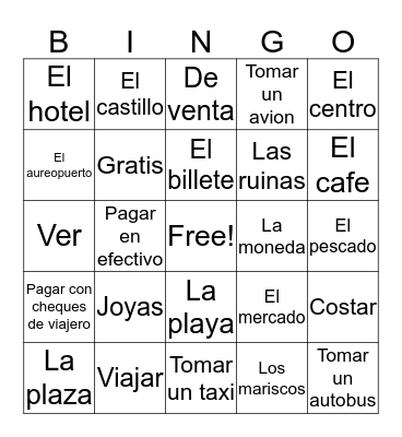 Spanish Bingo Card