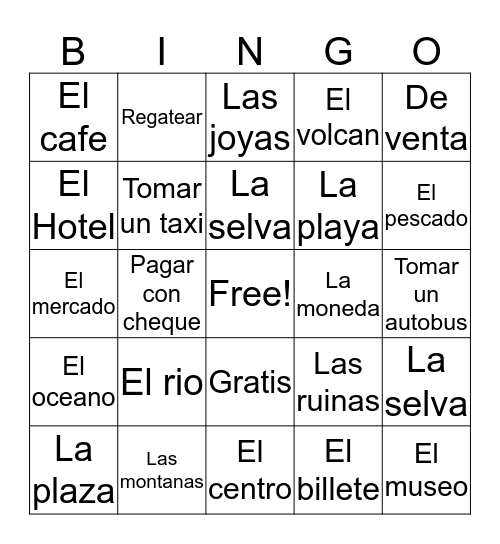 Unit 1 Bingo Card