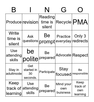 Hi Bingo Card