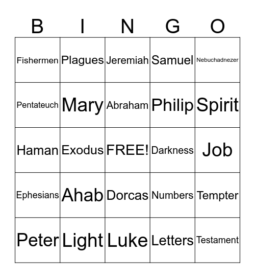 Bible Bingo Card