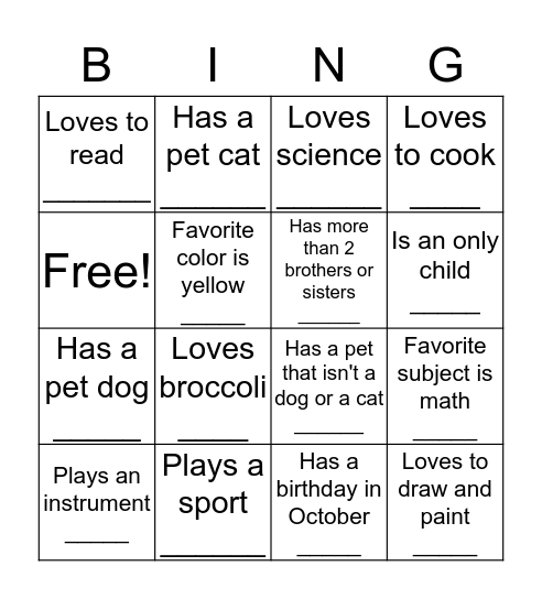 Human Scavenger Hunt! Bingo Card