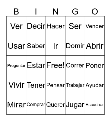 Spanish Bingo Card