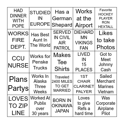 FIND SOMEONE WHO Bingo Card