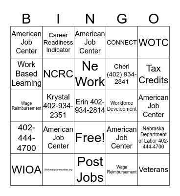 Workforce  Bingo Card
