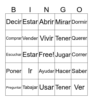SPANISH BINGO Card