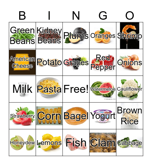 Healthy Eating Bingo Card