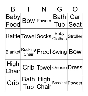 BABY DAY Bingo Card