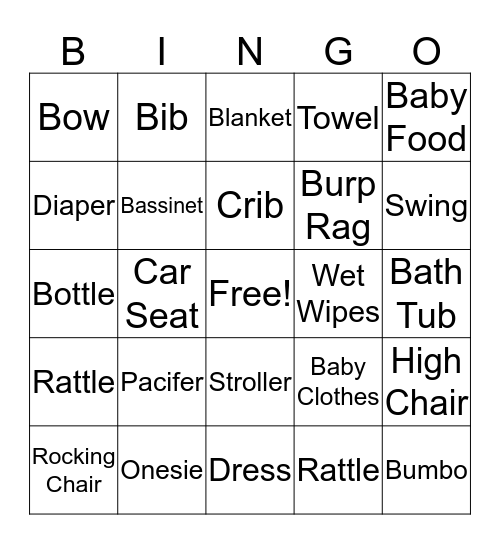 BABY DAY Bingo Card