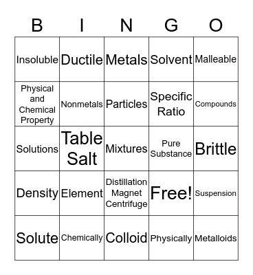 8th Grade Chapter 9 Review Bingo Card