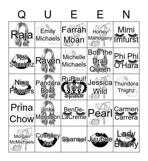 Drag Queen Bingo Card