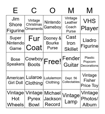 October E-com Treasure Hunt Bingo Card