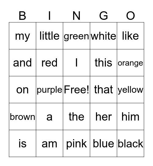 Kindergarten Review Bingo Card