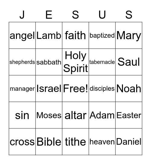 Bible Bingo Card