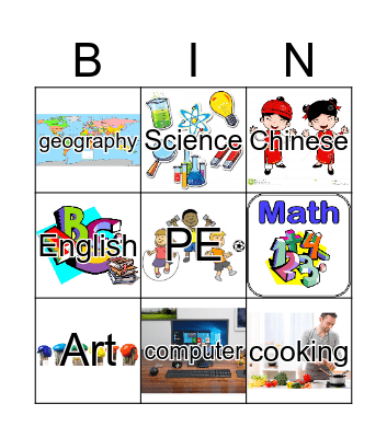 School Subjects Bingo Card