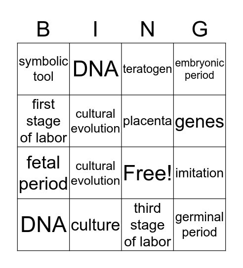 CD/PSYC2 Early Childhood Development Bingo Card