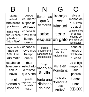Alena y Manuel Bingo Card